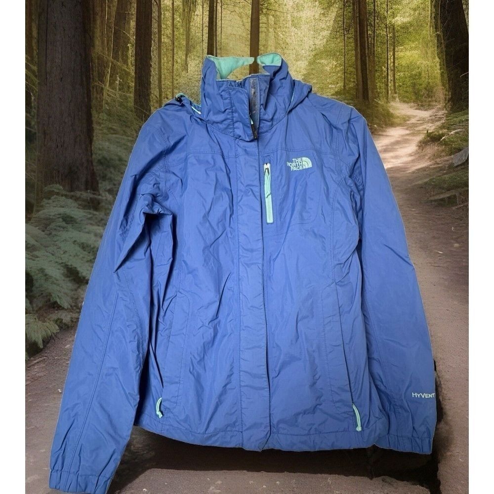 The North Face Windbreaker Jacket Nylon Waterproof Hyvent‎ Blue Womens Size S